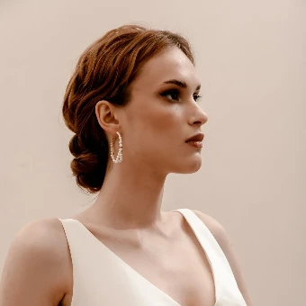 Heirloom Bridal Jasmine Pearl Hoops E066 #1 thumbnail